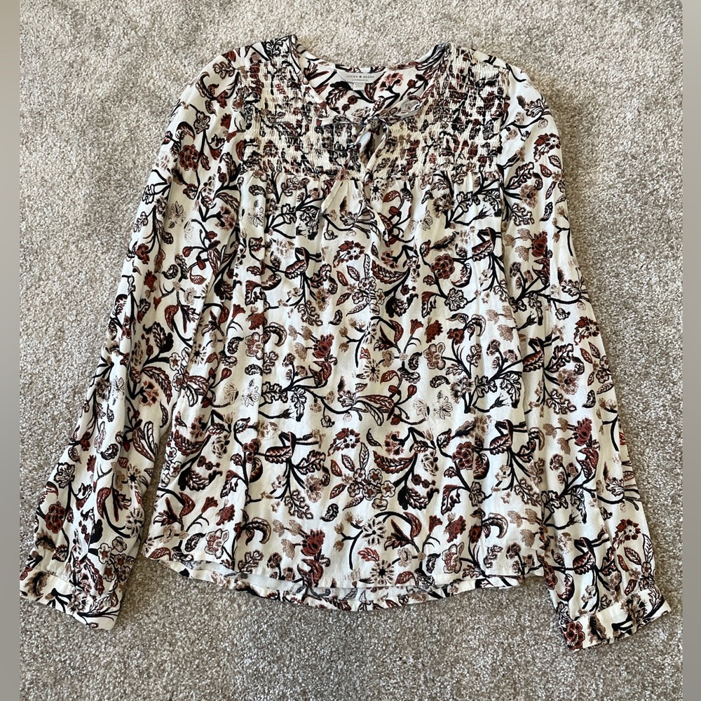 Lucky Brand Brown floral Blouse, XS
